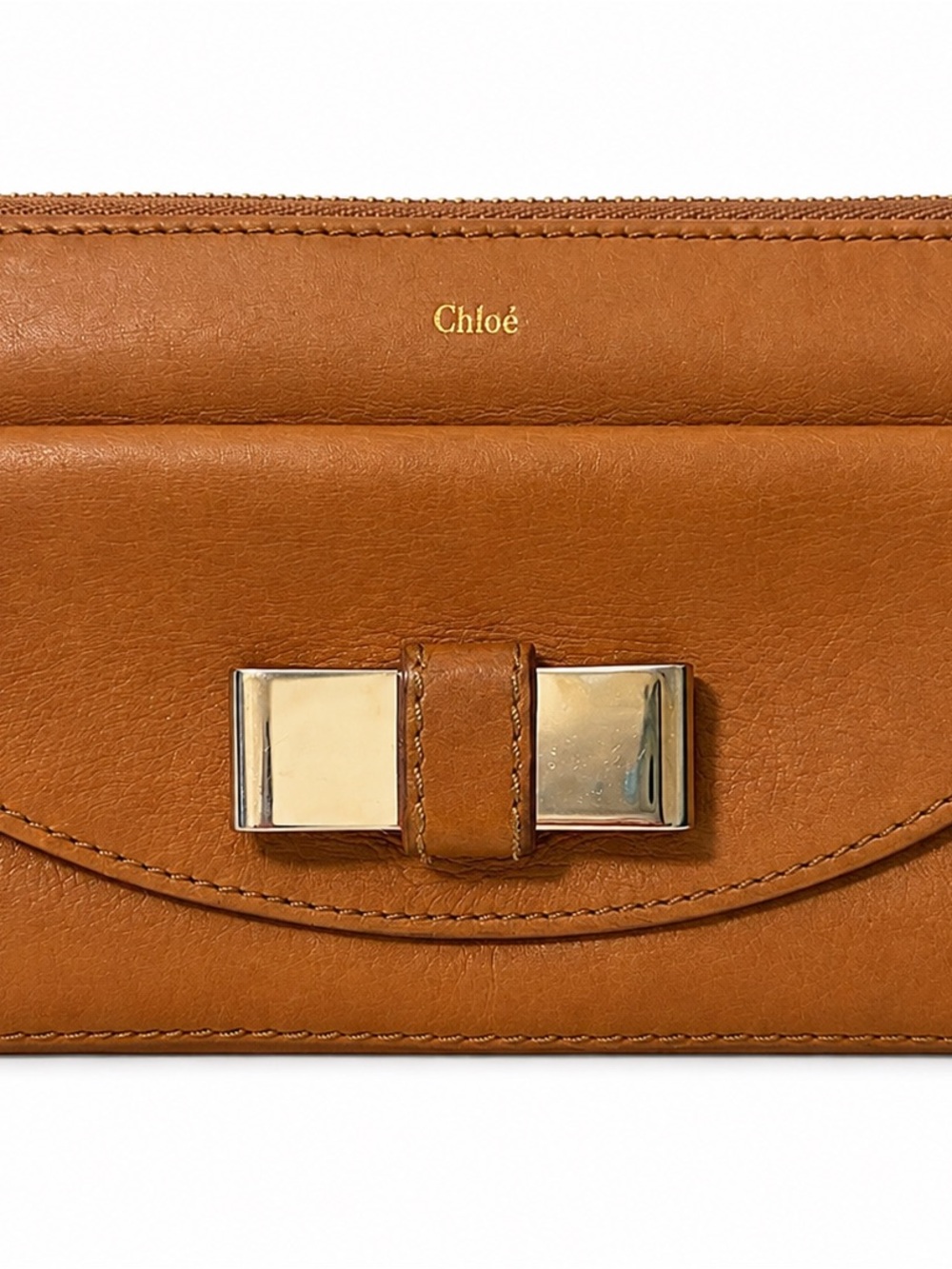 Chloe Leather Bow Long Zippy Wallet